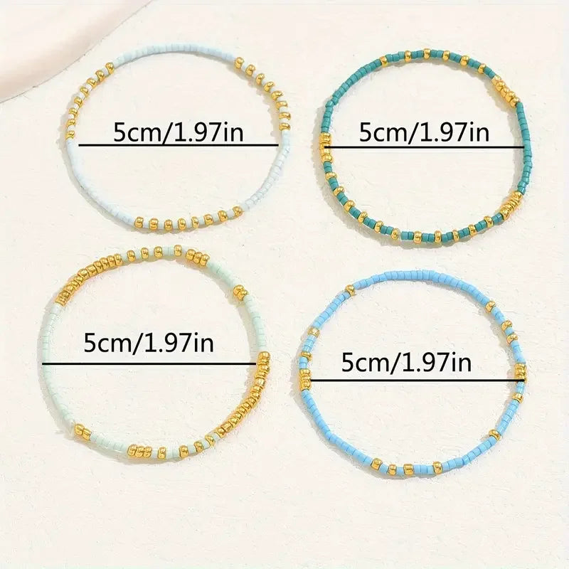 Turquoise Heishi Bracelet Set Gold | Amelia Bellrose Jewellery