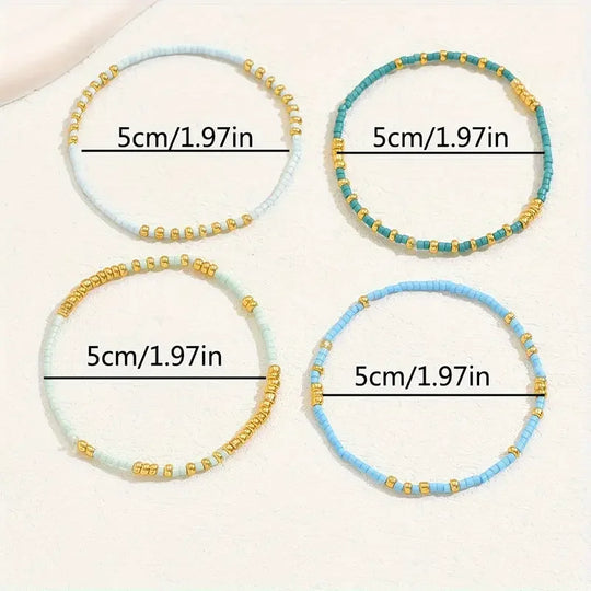 Turquoise Heishi Bracelet Set Gold | Amelia Bellrose Jewellery