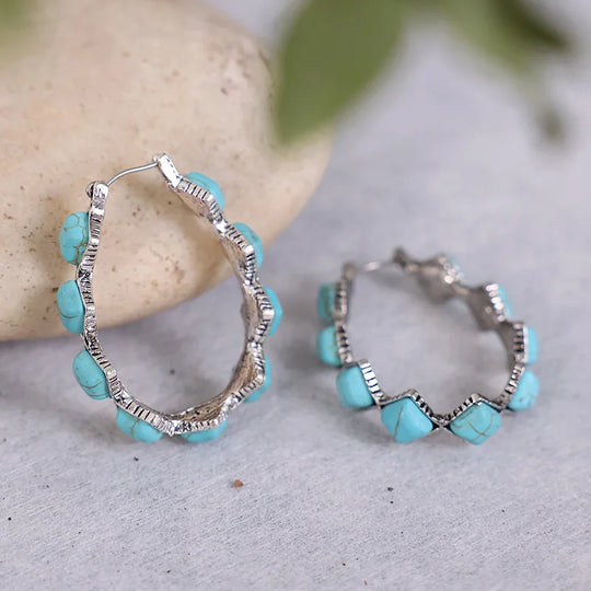 Turquoise Geometric Hoop Earrings | Amelia Bellrose Jewellery