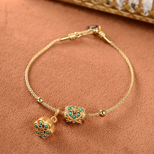 Gold Charm Beaded Adjustable Bracelet | Amelia Bellrose Jewellery
