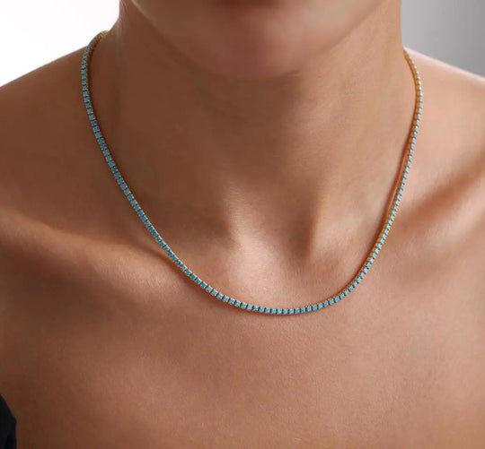 Blue Crystal Tennis Chain Necklace | Amelia Bellrose Jewellery