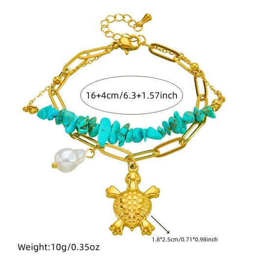 Turquoise Turtle Charm Necklace | Amelia Bellrose Jewellery