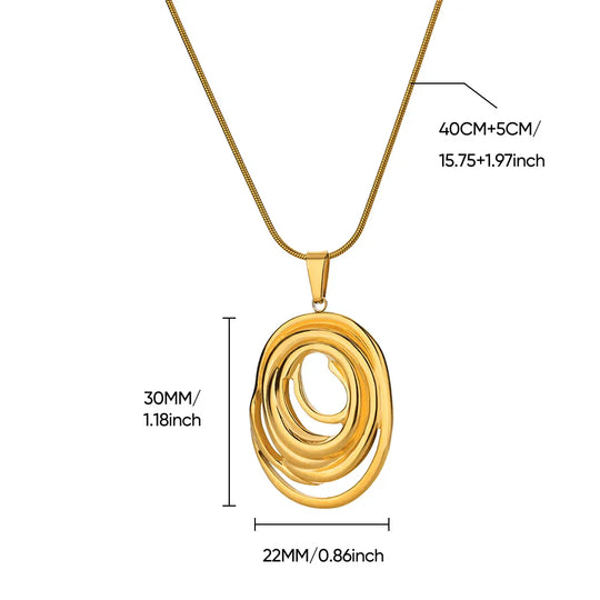 Gold Abstract Circle Pendant Necklace | Amelia Bellrose Jewellery