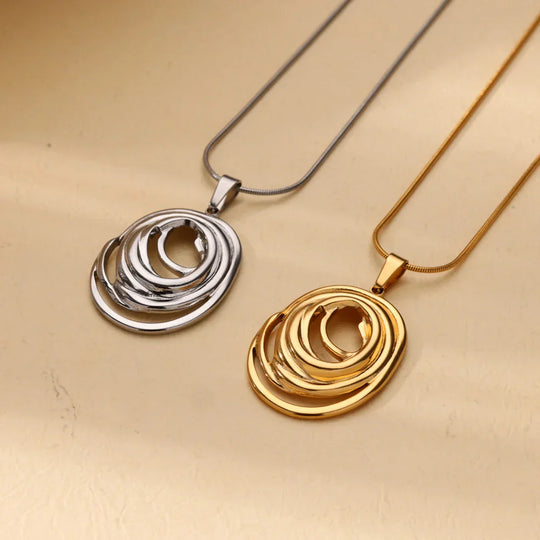 Gold Abstract Circle Pendant Necklace | Amelia Bellrose Jewellery