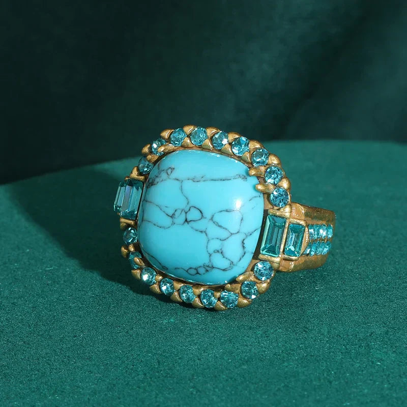 Turquoise Statement Halo Ring | Amelia Bellrose Jewellery