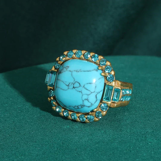 Turquoise Statement Halo Ring | Amelia Bellrose Jewellery