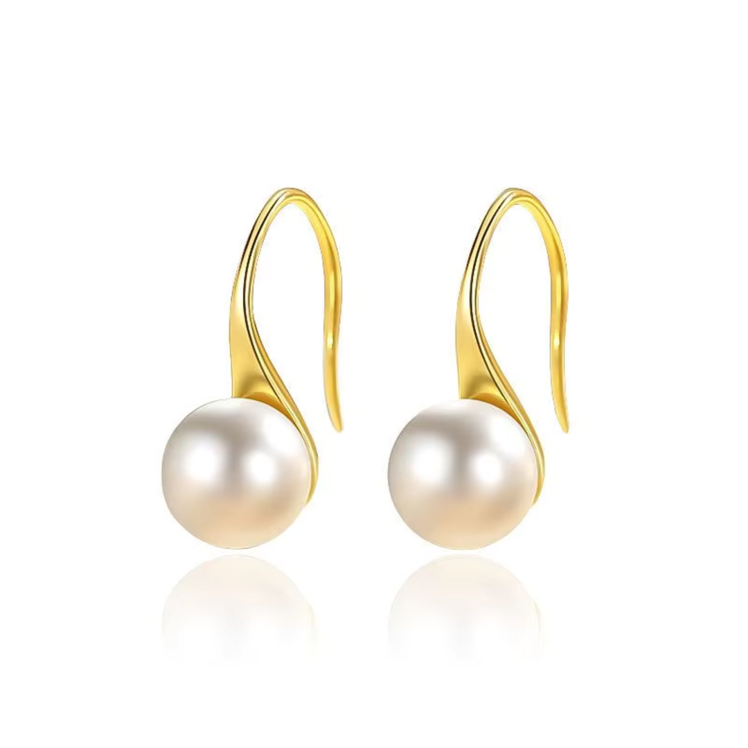 Minimal Pearl Hook Earrings Silver | Amelia Bellrose Jewellery