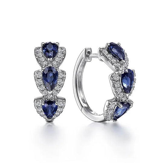 Blue Crystal Triple Teardrop Ear Cuff | Amelia Bellrose Jewellery