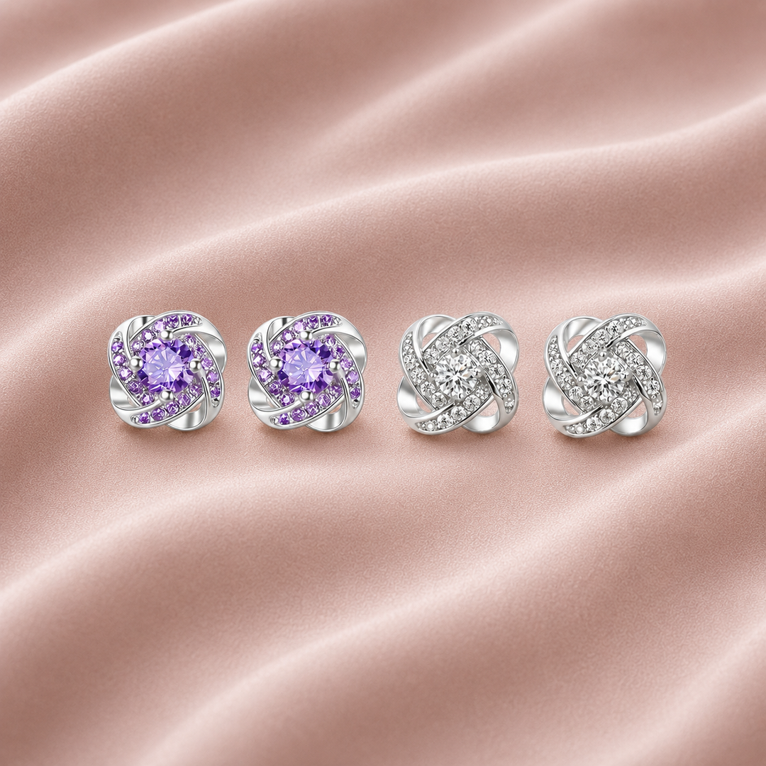 Amethyst Crystal Swirl Stud Earrings | Amelia Bellrose Jewellery