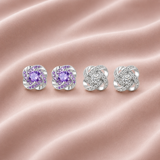Amethyst Crystal Swirl Stud Earrings | Amelia Bellrose Jewellery