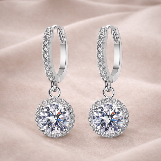 Crystal Halo Drop Hoop Earrings | Amelia Bellrose Jewellery