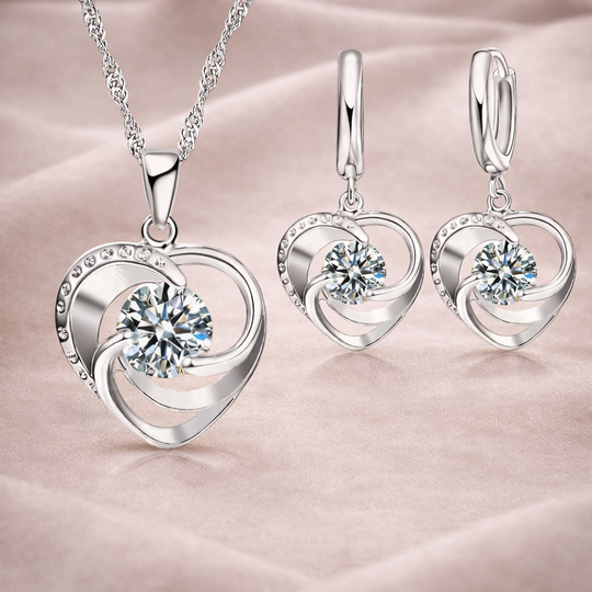 Crystal Heart Jewellery Set | Amelia Bellrose Jewellery