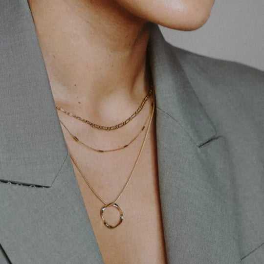 Open Circle Three Row Necklace