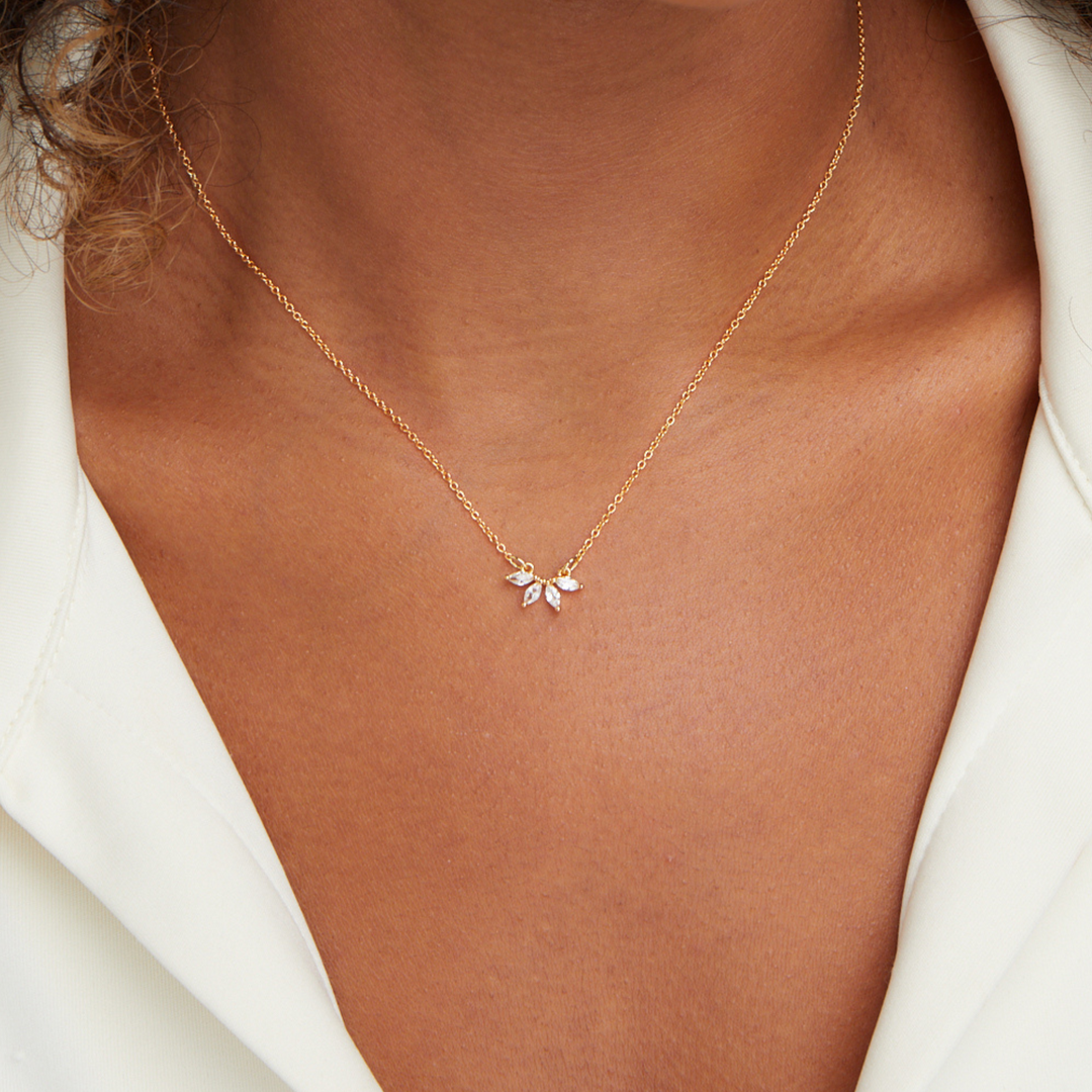 Marquise Crystal Leaf Pendant Necklace | Amelia Bellrose Jewellery