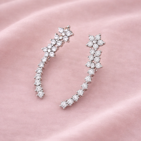 Floral Crystal Ear Climber Earrings | Amelia Bellrose Jewellery