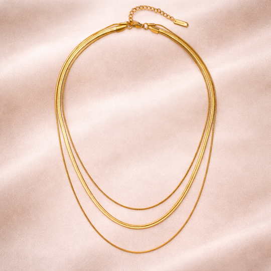 Triple Layer Gold Chain Necklace | Amelia Bellrose Jewellery