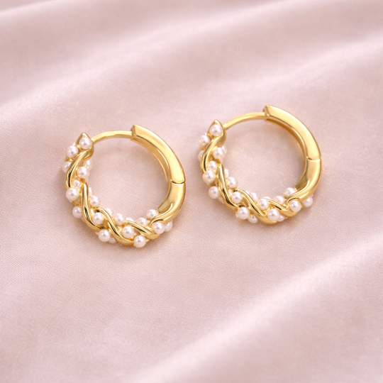 Pearl Twist Hoop Earrings | Amelia Bellrose Jewellery