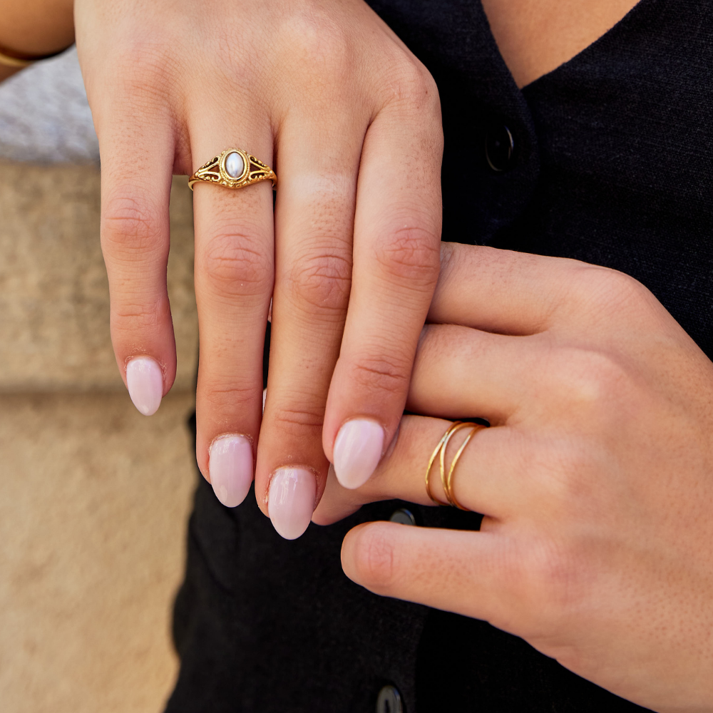 Minimal Layered Gold Stack Ring | Amelia Bellrose Jewellery