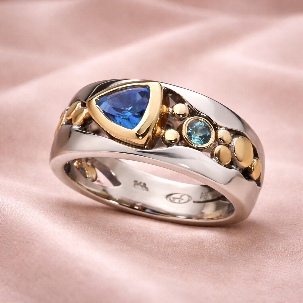 Sapphire & Blue Stone Two-Tone Ring | Amelia Bellrose Jewellery