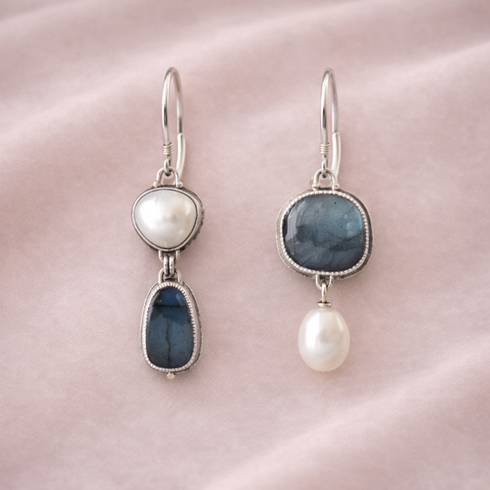 Mixed Stone & Pearl Drop Earrings | Amelia Bellrose Jewellery