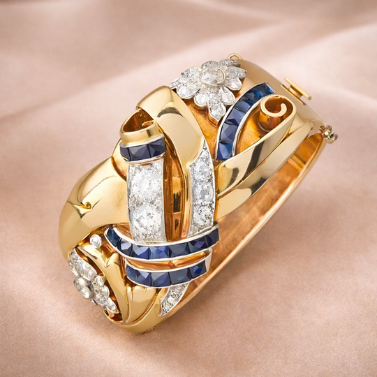 Sapphire & Crystal Floral Statement Ring | Amelia Bellrose Jewellery