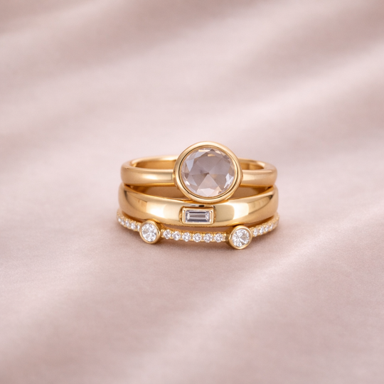 Gold Multi-Band Crystal Ring Set | Amelia Bellrose Jewellery