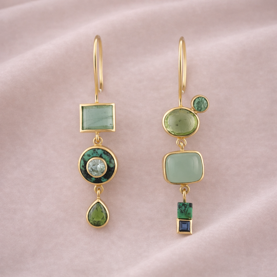 Green Multi-Stone Drop Earrings | Amelia Bellrose Jewellery