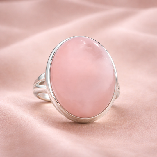 Rose Quartz Oval Statement Ring | Amelia Bellrose Jewellery