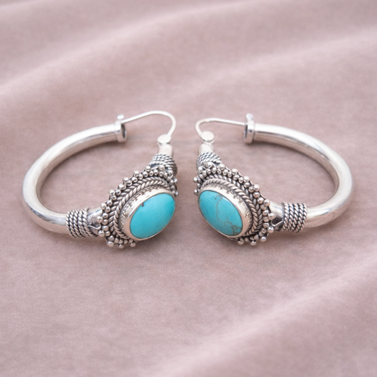 Turquoise Statement Hoop Earrings | Amelia Bellrose Jewellery