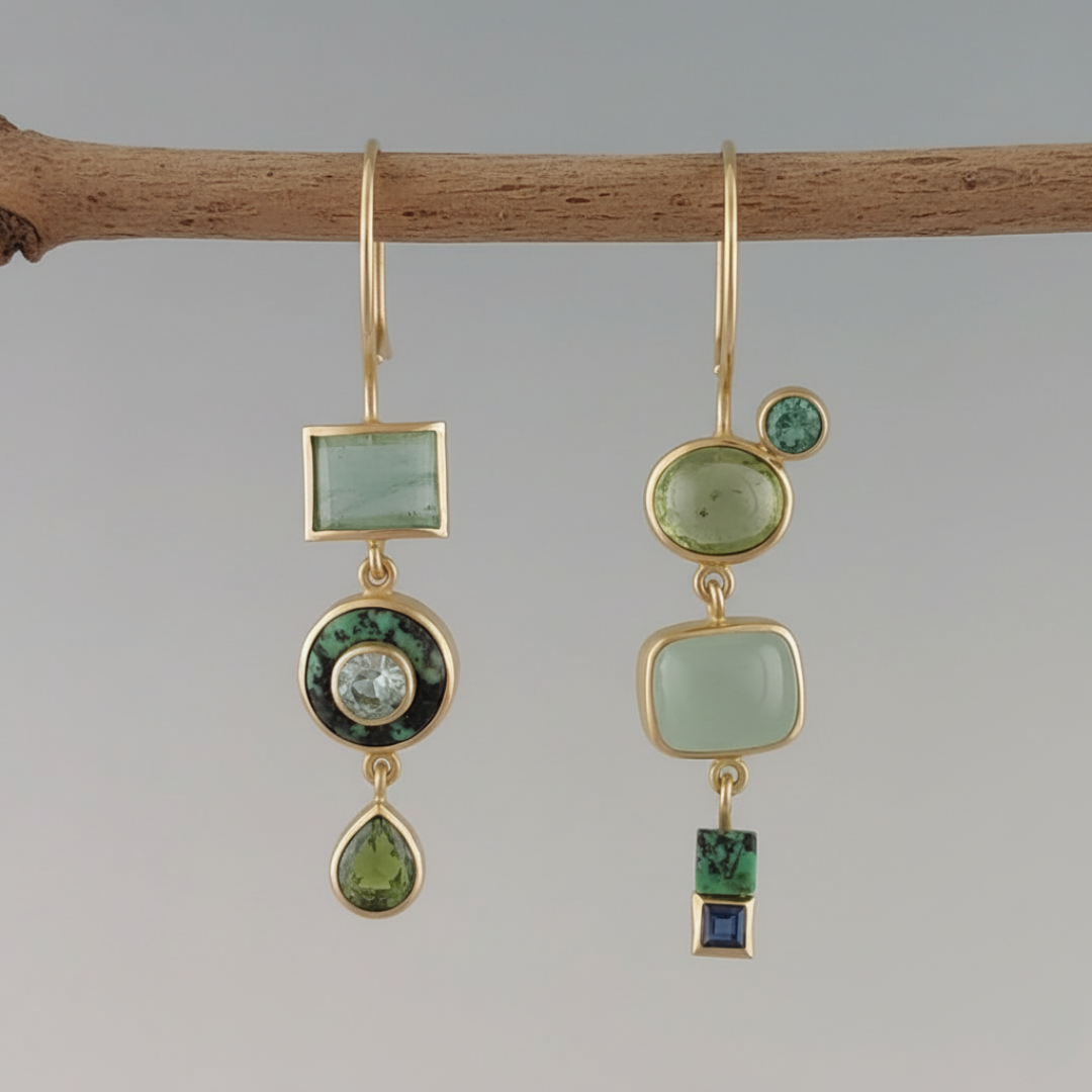 Green Multi-Stone Drop Earrings | Amelia Bellrose Jewellery