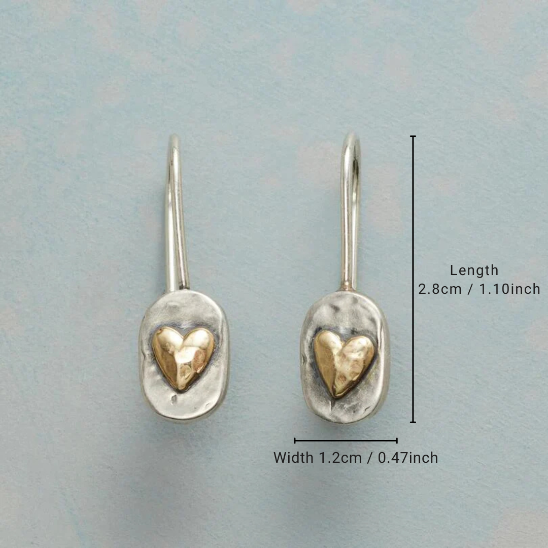 Two-Tone Heart Drop Earrings | Amelia Bellrose Jewellery