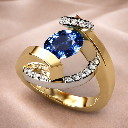 Blue Crystal Open Statement Ring | Amelia Bellrose Jewellery