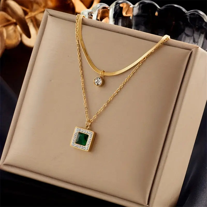 Layered Crystal Pendant Necklace | Amelia Bellrose Jewellery