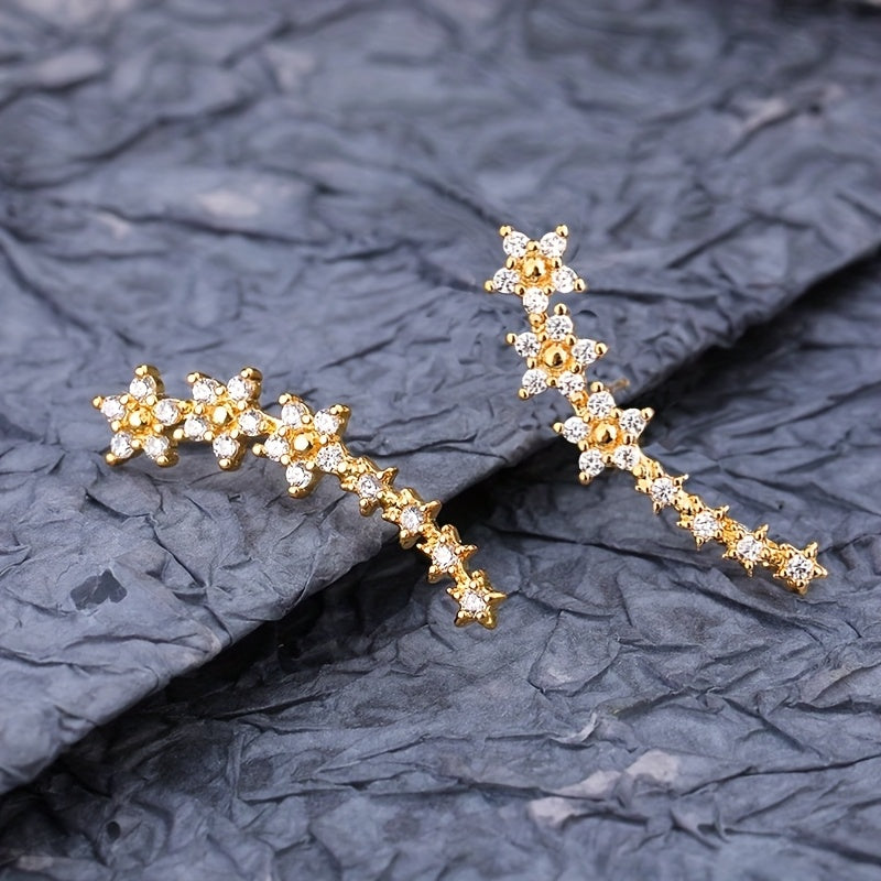 Floral Crystal Ear Climber Earrings | Amelia Bellrose Jewellery