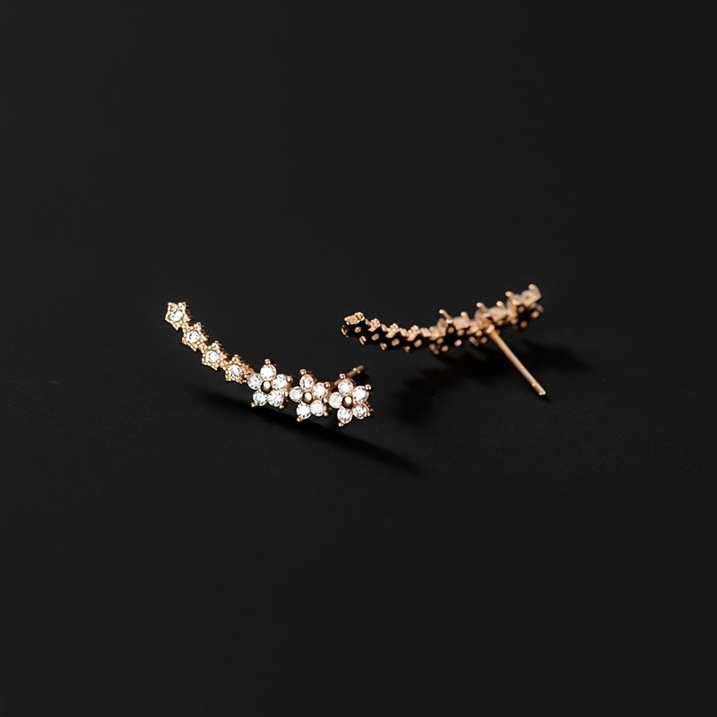 Floral Crystal Ear Climber Earrings | Amelia Bellrose Jewellery