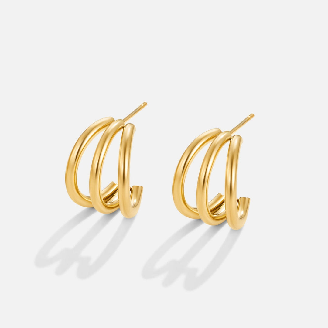 Triple Hoop Gold Earrings | Amelia Bellrose Jewellery