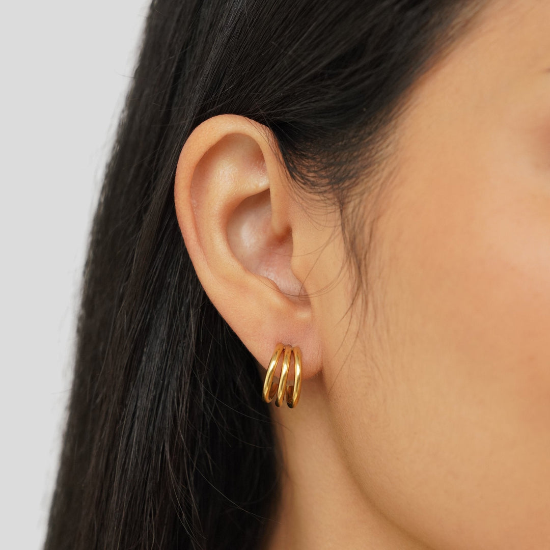 Triple Hoop Gold Earrings | Amelia Bellrose Jewellery