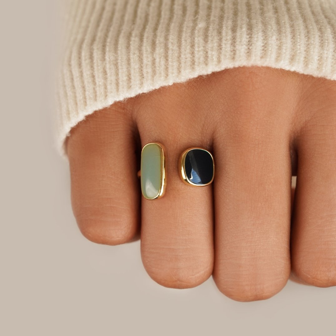 Dual Stone Gold Statement Ring | Amelia Bellrose Jewellery