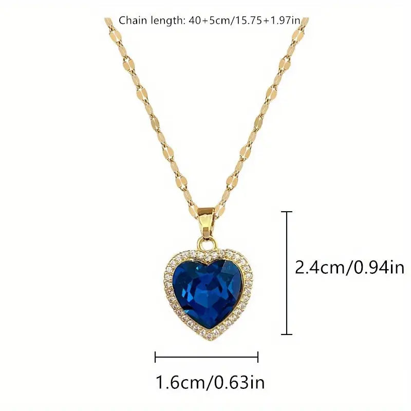 Blue Heart Crystal Pendant Necklace | Amelia Bellrose Jewellery