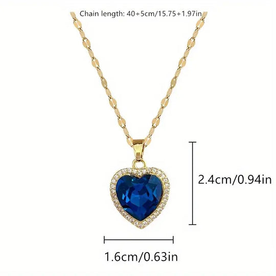 Blue Heart Crystal Pendant Necklace | Amelia Bellrose Jewellery