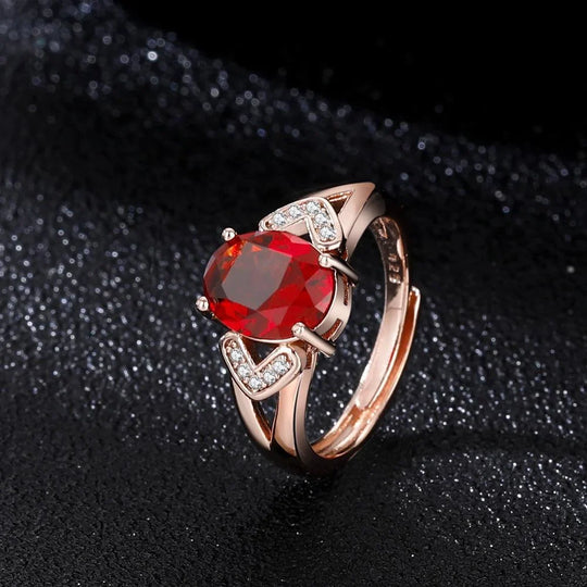 Oval Red Crystal Jewellery Set Rose Gold | Amelia Bellrose Jewellery