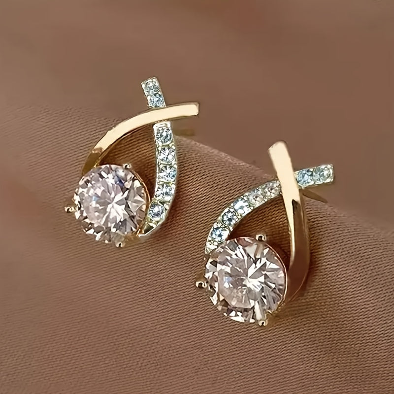 Zirconia Curve Drop Earrings | Amelia Bellrose Jewellery