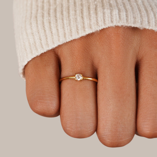 Minimal Birthstone Crystal Gold Ring | Amelia Bellrose Jewellery