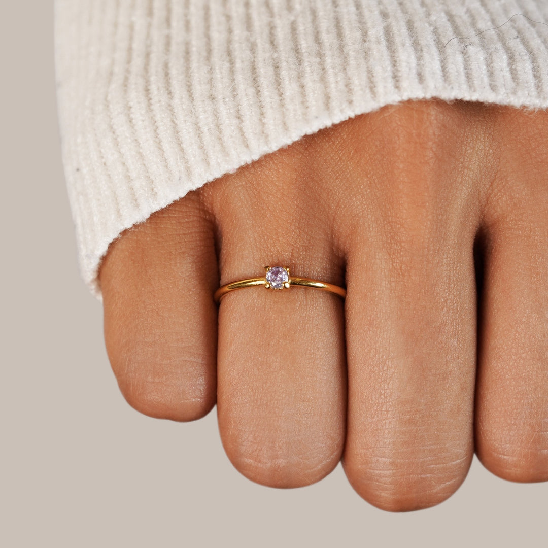 Minimal Birthstone Crystal Gold Ring | Amelia Bellrose Jewellery