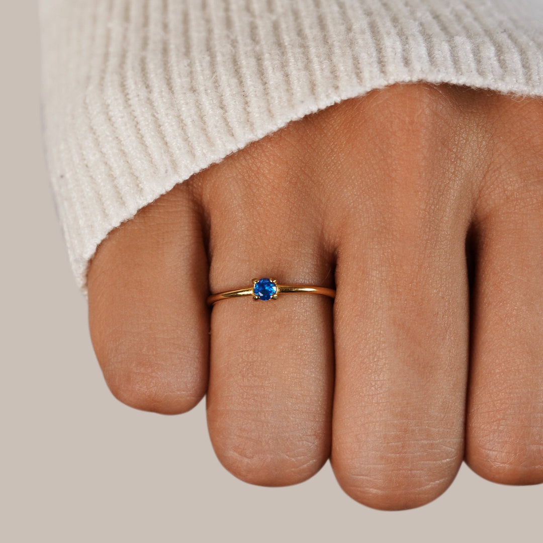 Minimal Birthstone Crystal Gold Ring | Amelia Bellrose Jewellery