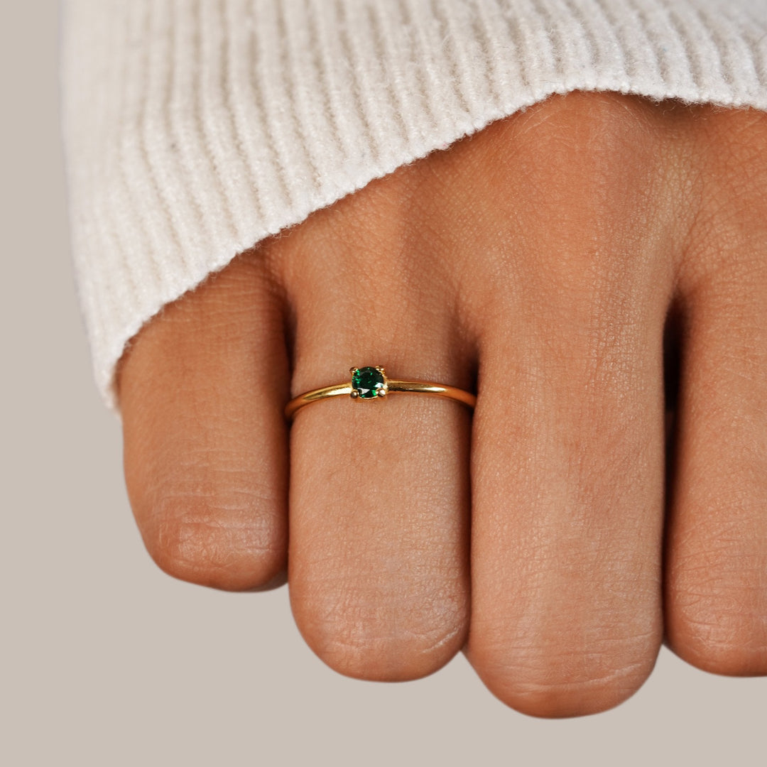 Minimal Birthstone Crystal Gold Ring | Amelia Bellrose Jewellery