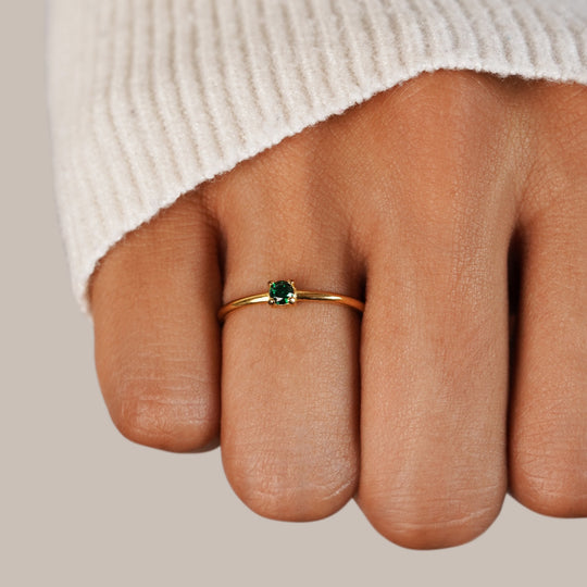 Minimal Birthstone Crystal Gold Ring | Amelia Bellrose Jewellery