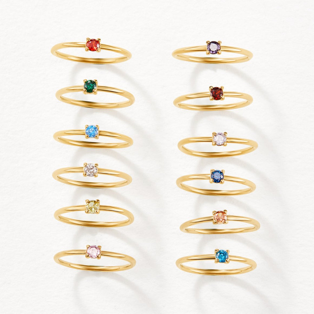 Minimal Birthstone Crystal Gold Ring | Amelia Bellrose Jewellery