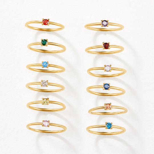 Minimal Birthstone Crystal Gold Ring | Amelia Bellrose Jewellery