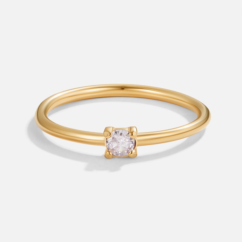 Minimal Birthstone Crystal Gold Ring | Amelia Bellrose Jewellery